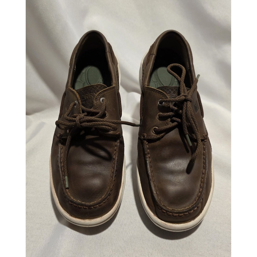Sperry Topsider 3 Eyelet STS14940 Men's Brown Leather Boat Shoes. Size 10M
